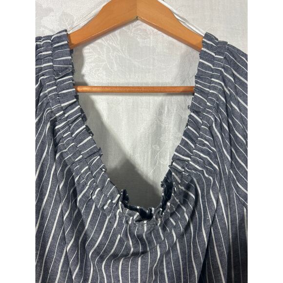 Oddy Shift Dress 3XL NEW Gray White Striped Embroidered Fringe Tassels - Picture 5 of 10